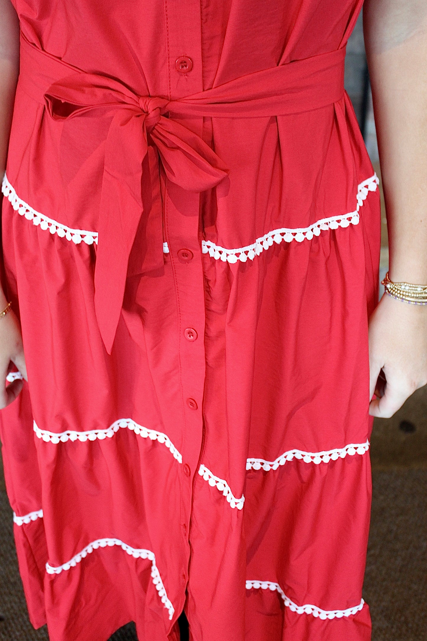 Puff Sleeve Layered Tie-Front Shirt Dress