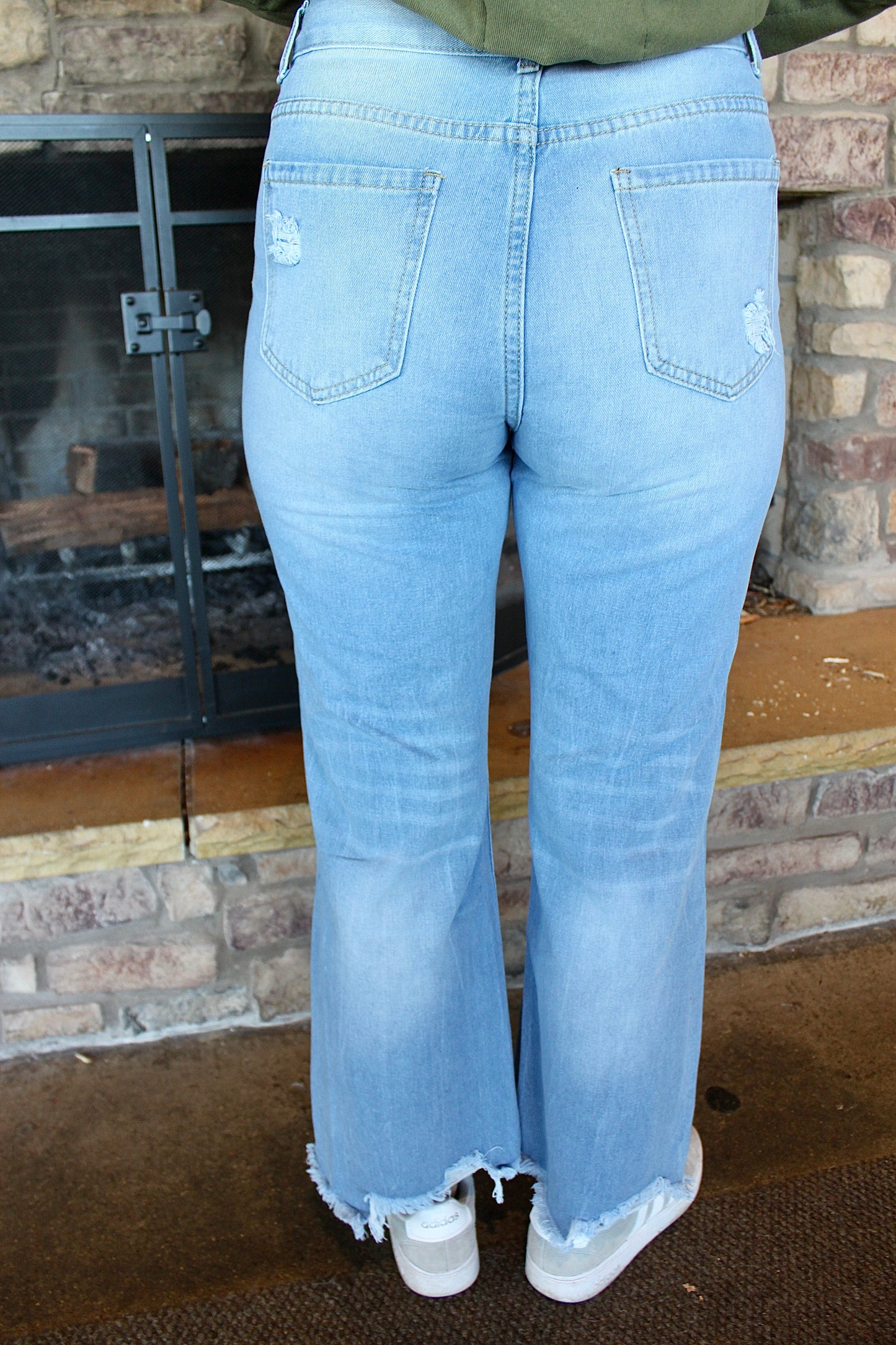 Distressed Wide-Leg Jeans