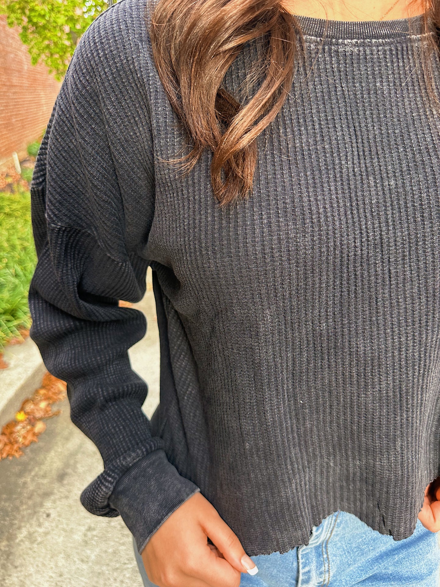 Ribbed Long Sleeve Crop Sweater