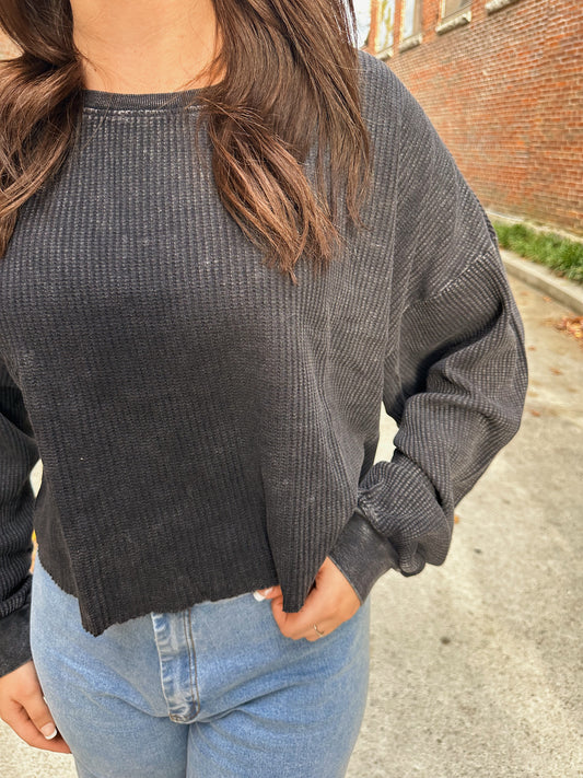 Ribbed Long Sleeve Crop Sweater