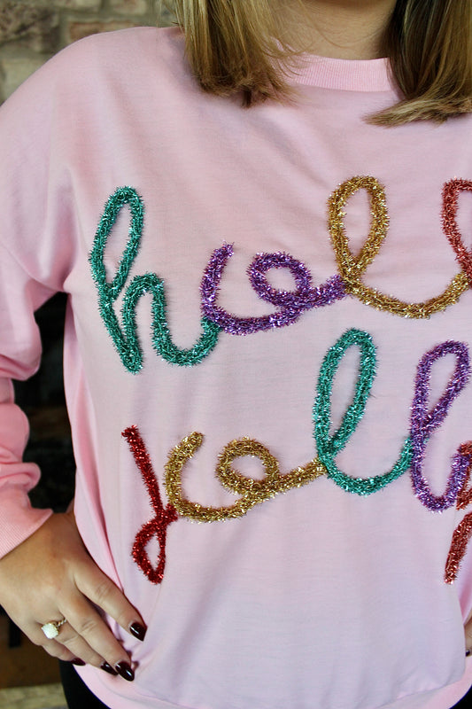 Pink Holly Jolly SequIn Top