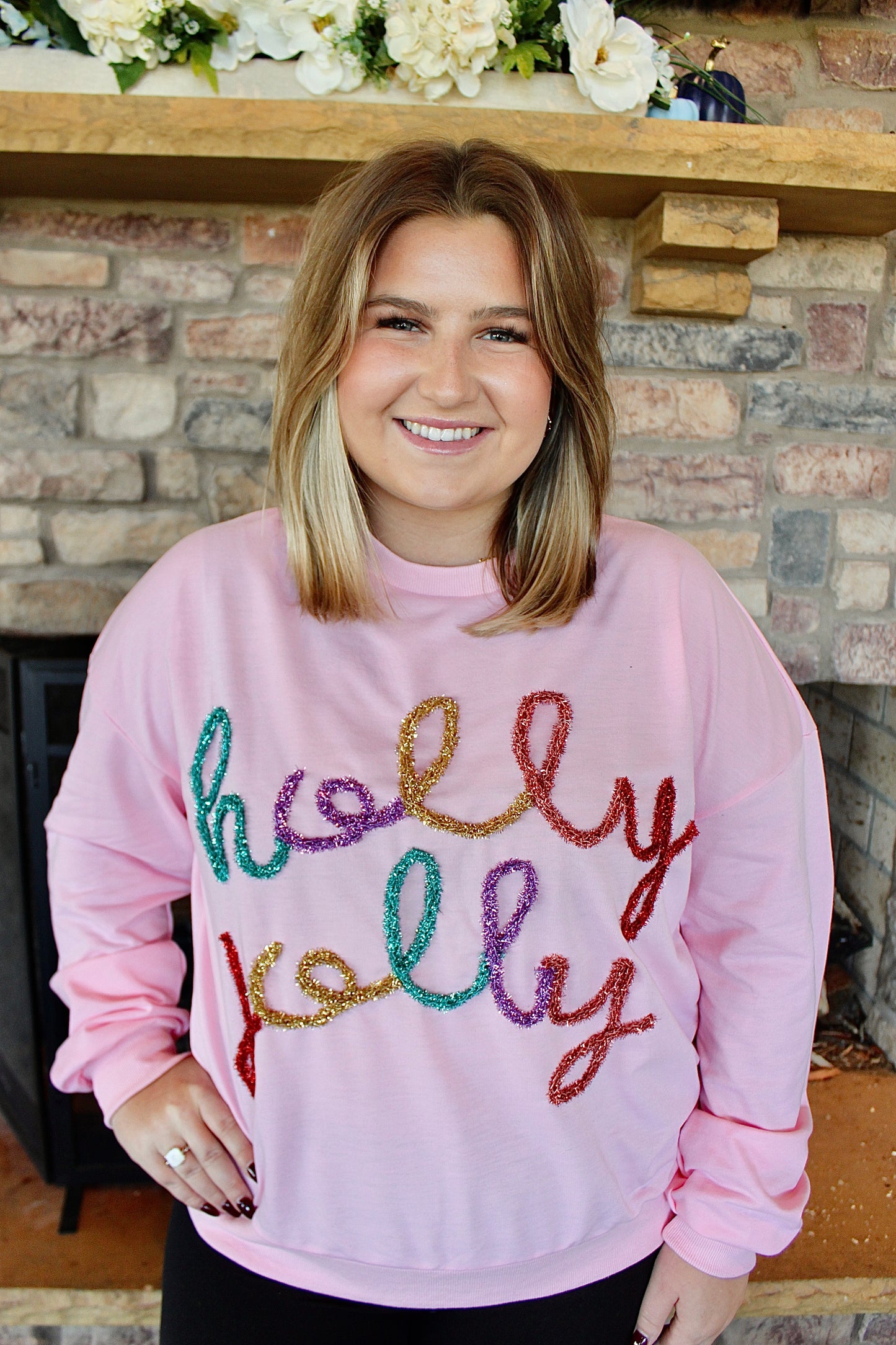 Pink Holly Jolly SequIn Top