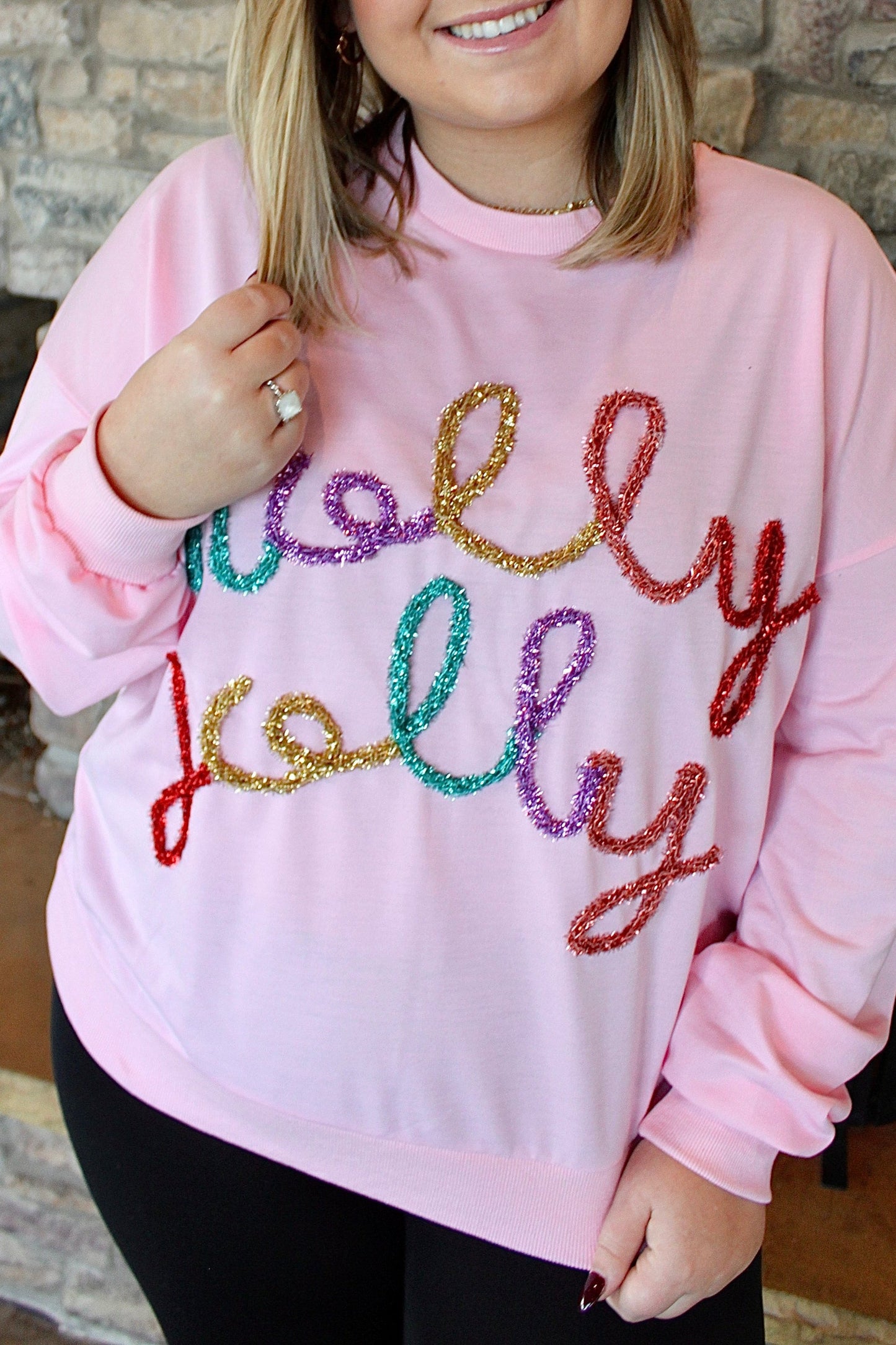 Pink Holly Jolly SequIn Top